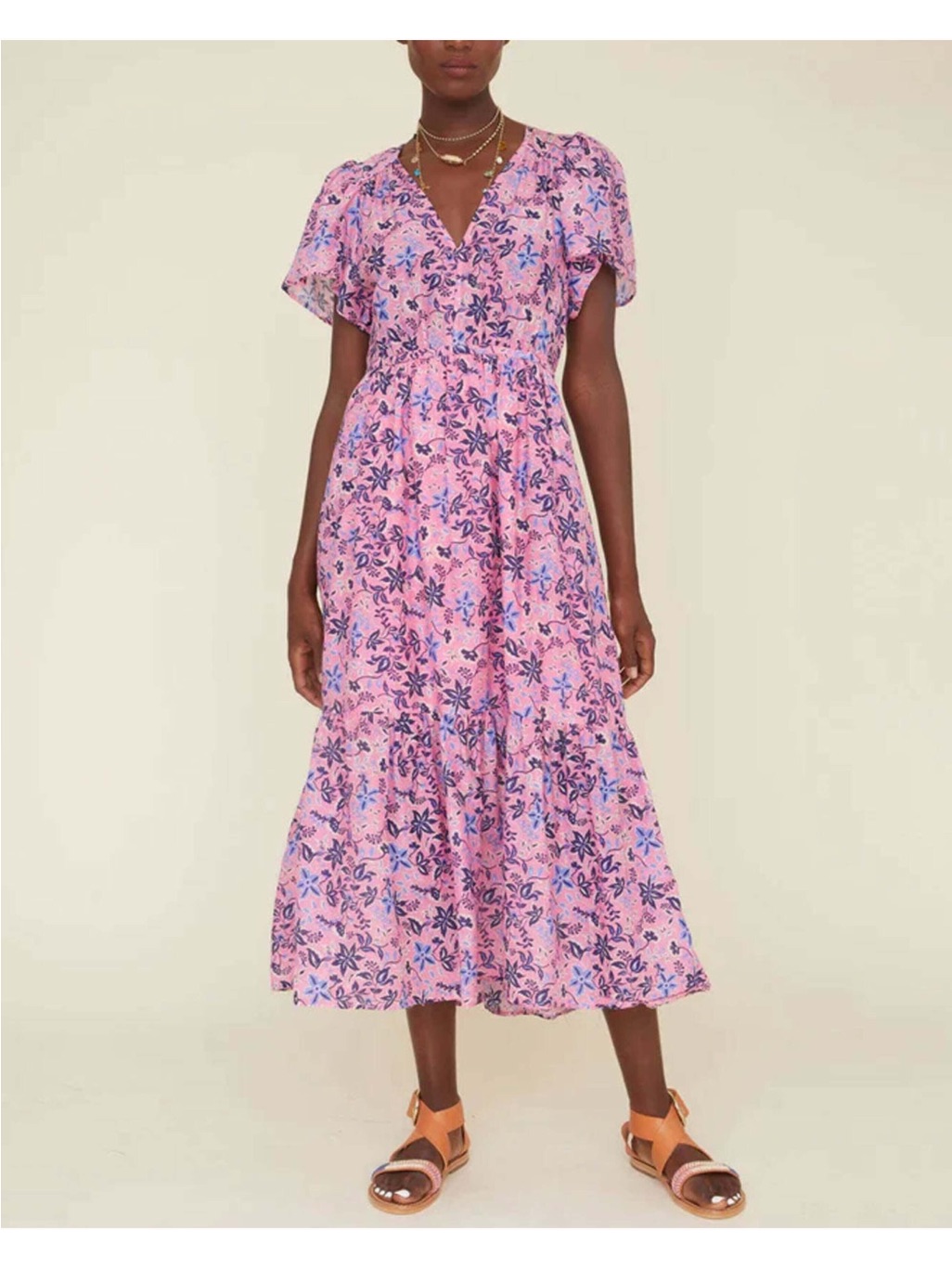 Xirena Sweet Vines Alessa Pink Floral Midi Dress
